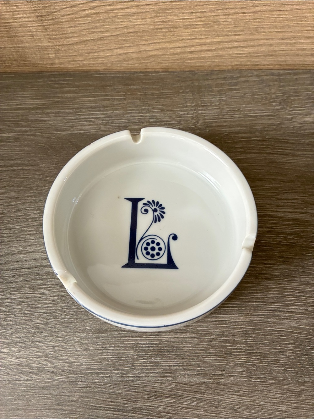 Vintage Script Monogram L Initial
Ashtray Japan Porcelain